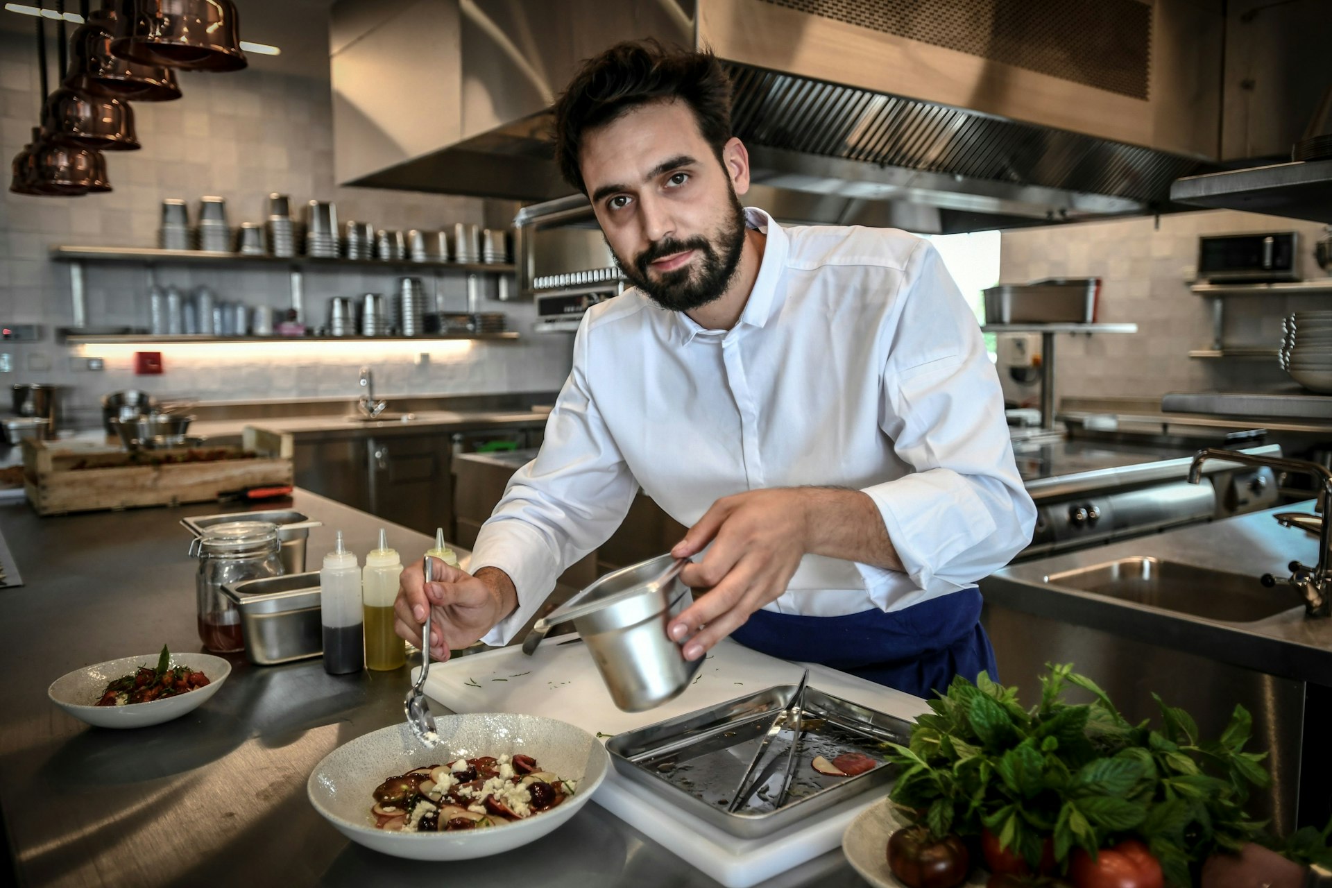 French chef of the Perchoir restaurant, Jeremy Claudepierre poses in a kitchen