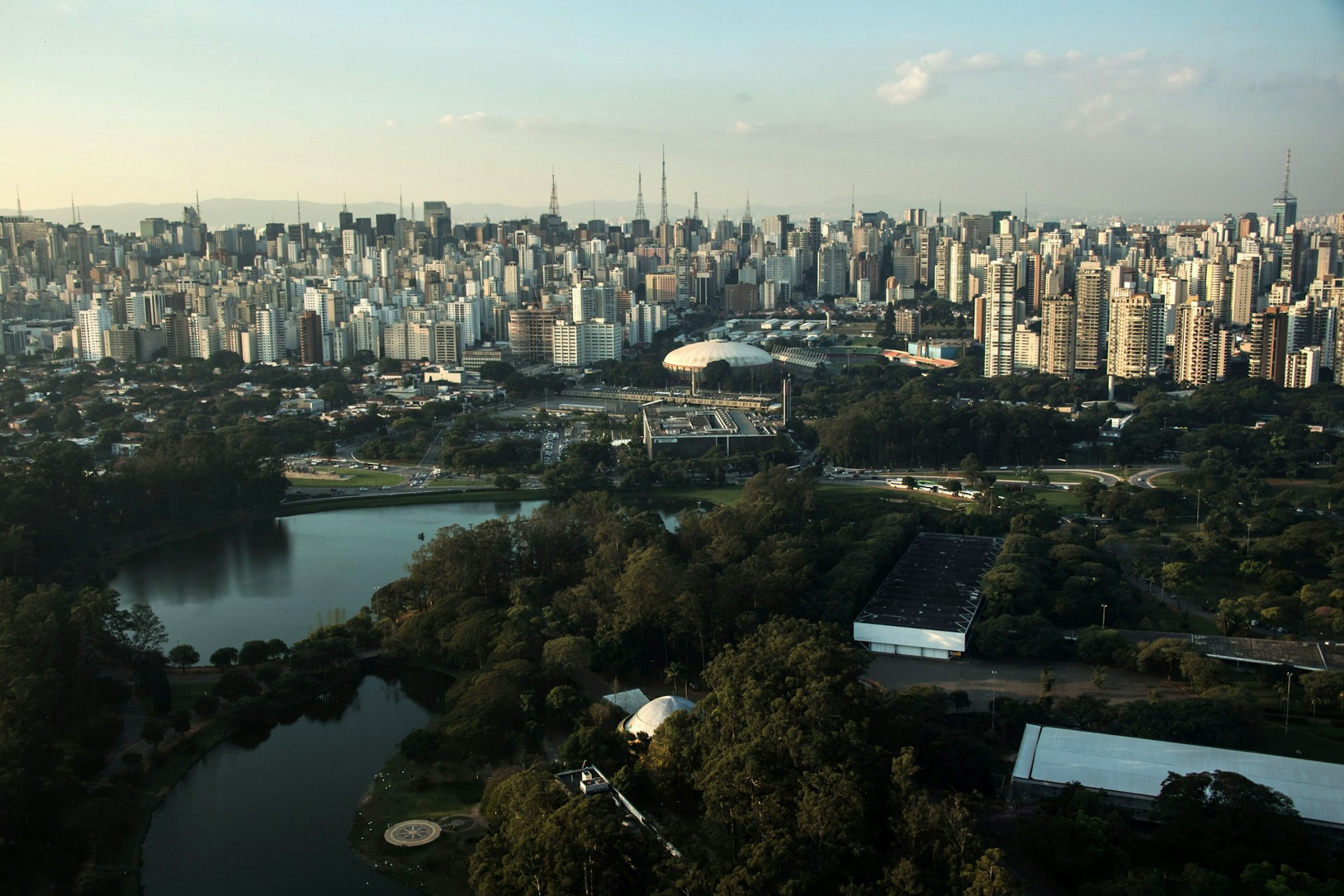Aerial view of Ibirapuera Park in Sao Paulo
