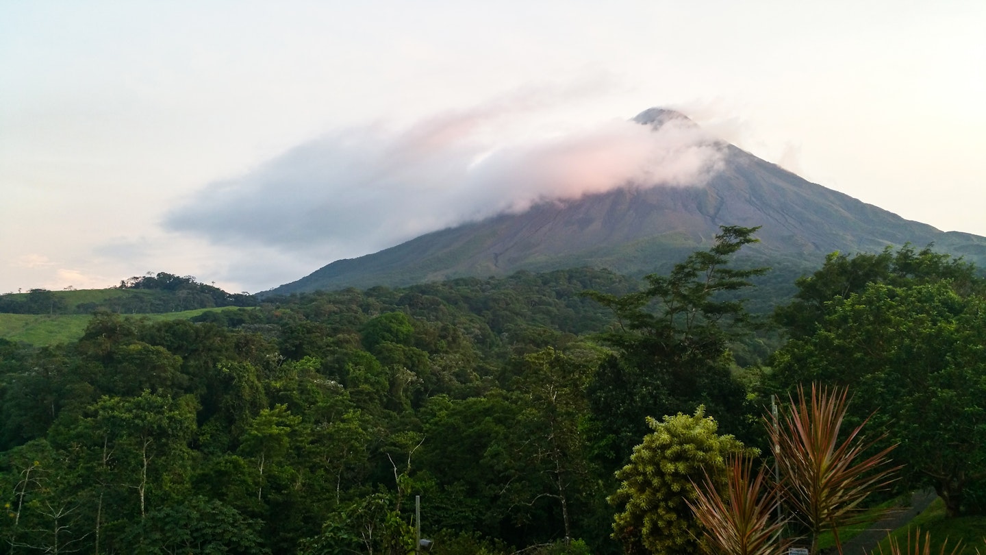 Arenal Volcano, with its a recognizable conical shape, is surrounded by a national park.