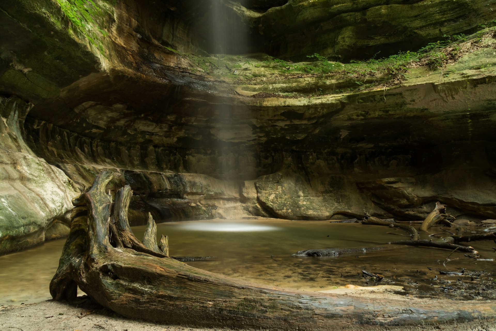 Waterfall From Cliff At Starved Rock State Park