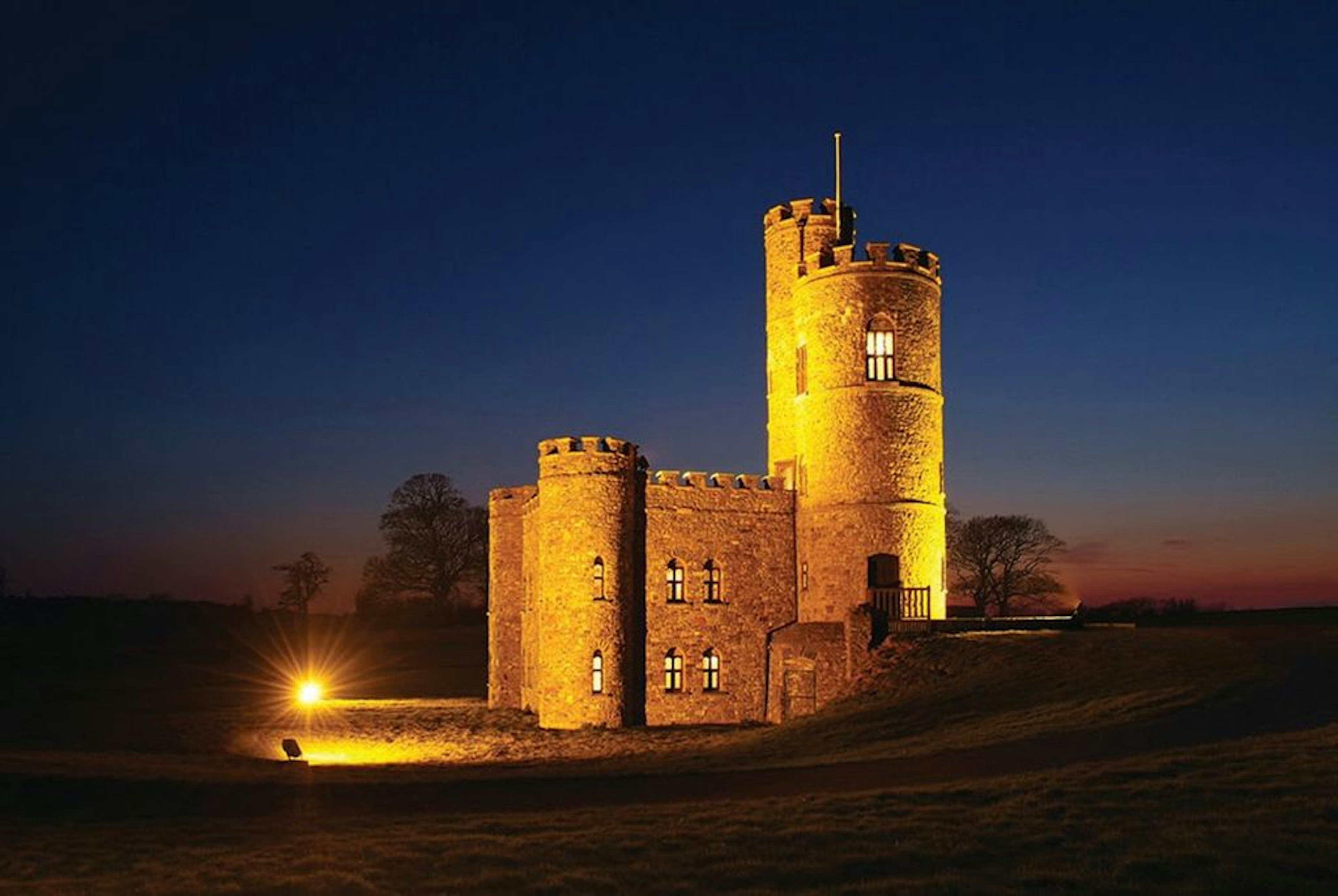 Tawstock Castle in Devon at dusk