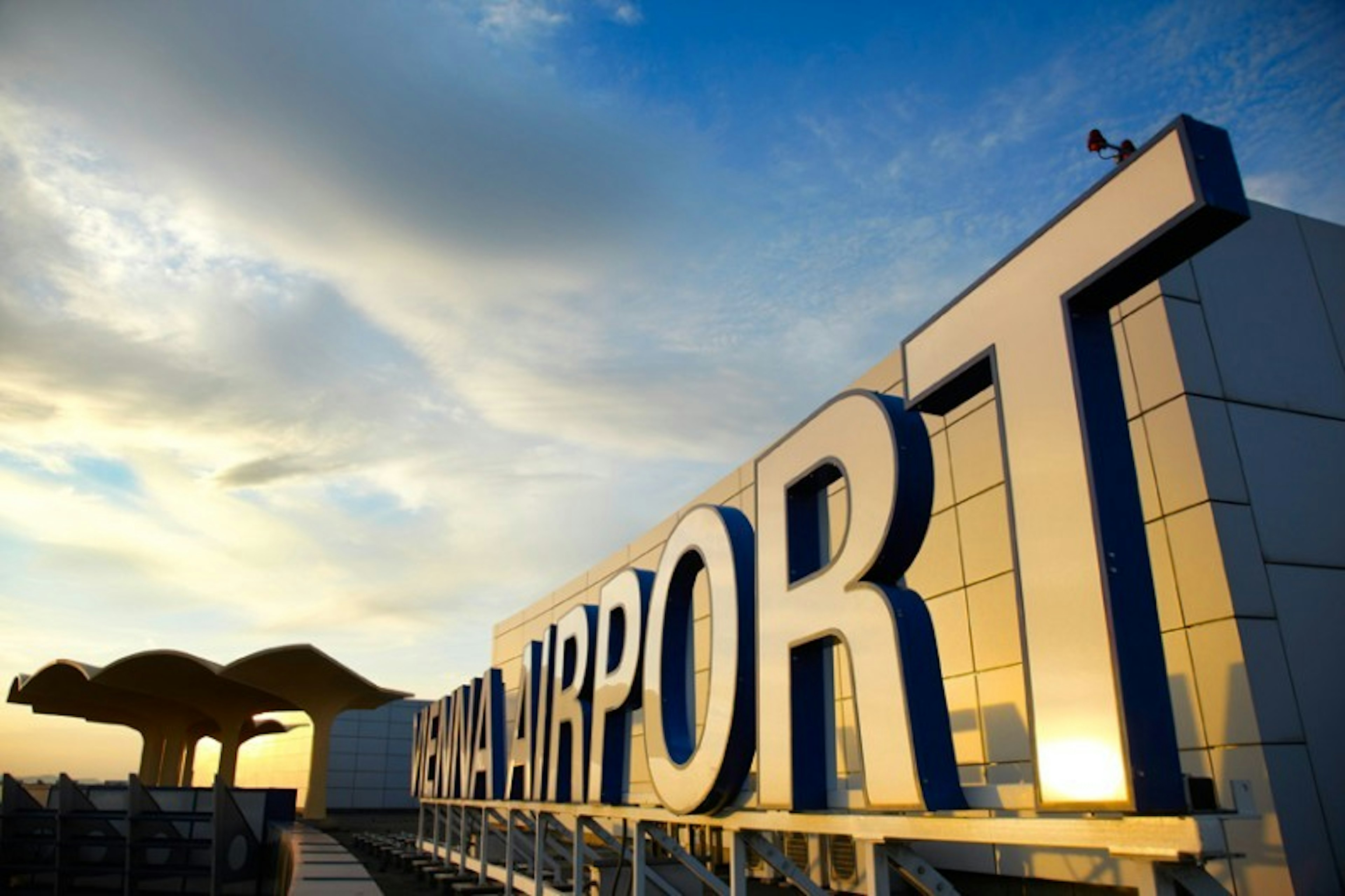 The entrance sign at Vienna Airport