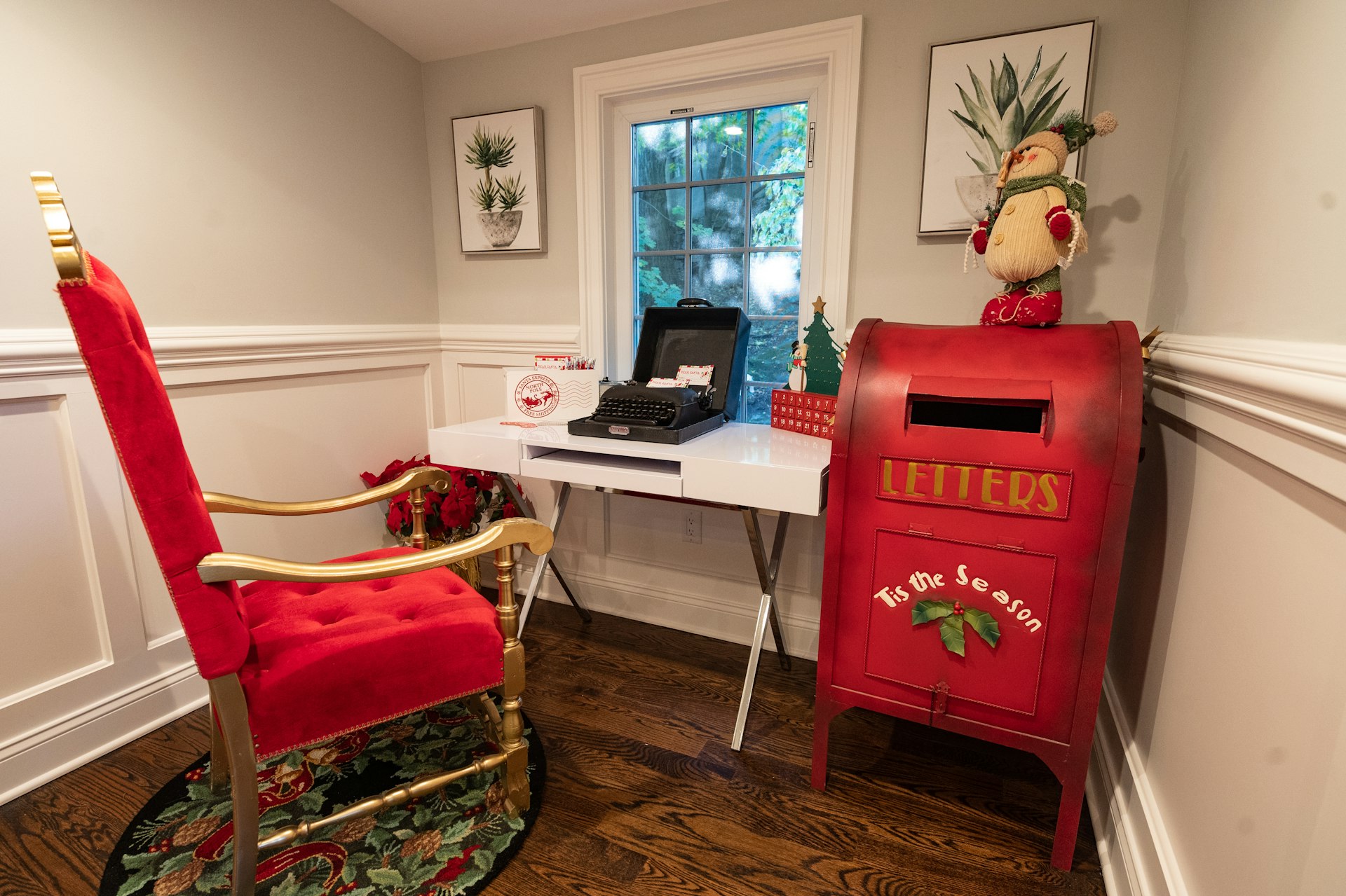 A Santa letter-writing desk and post box in the Vrbo house
