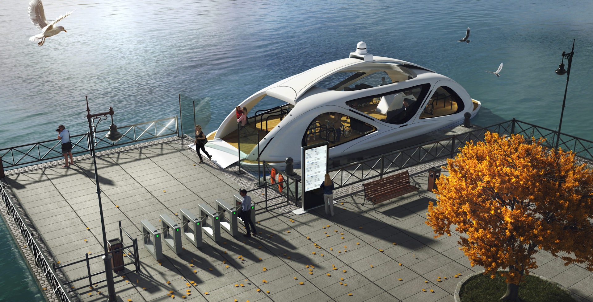 Rendering of self-driving water taxi