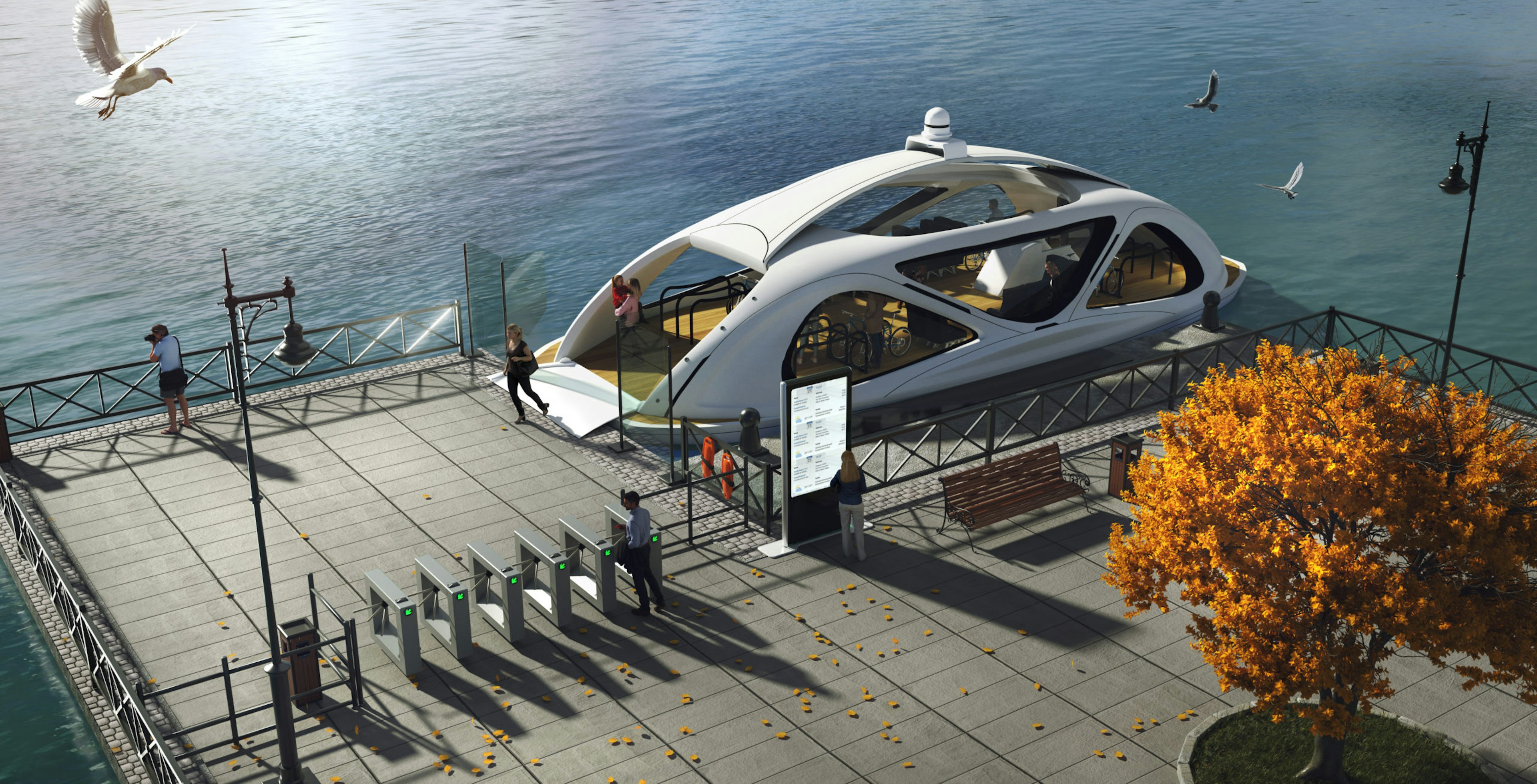 Rendering of self-driving water taxi