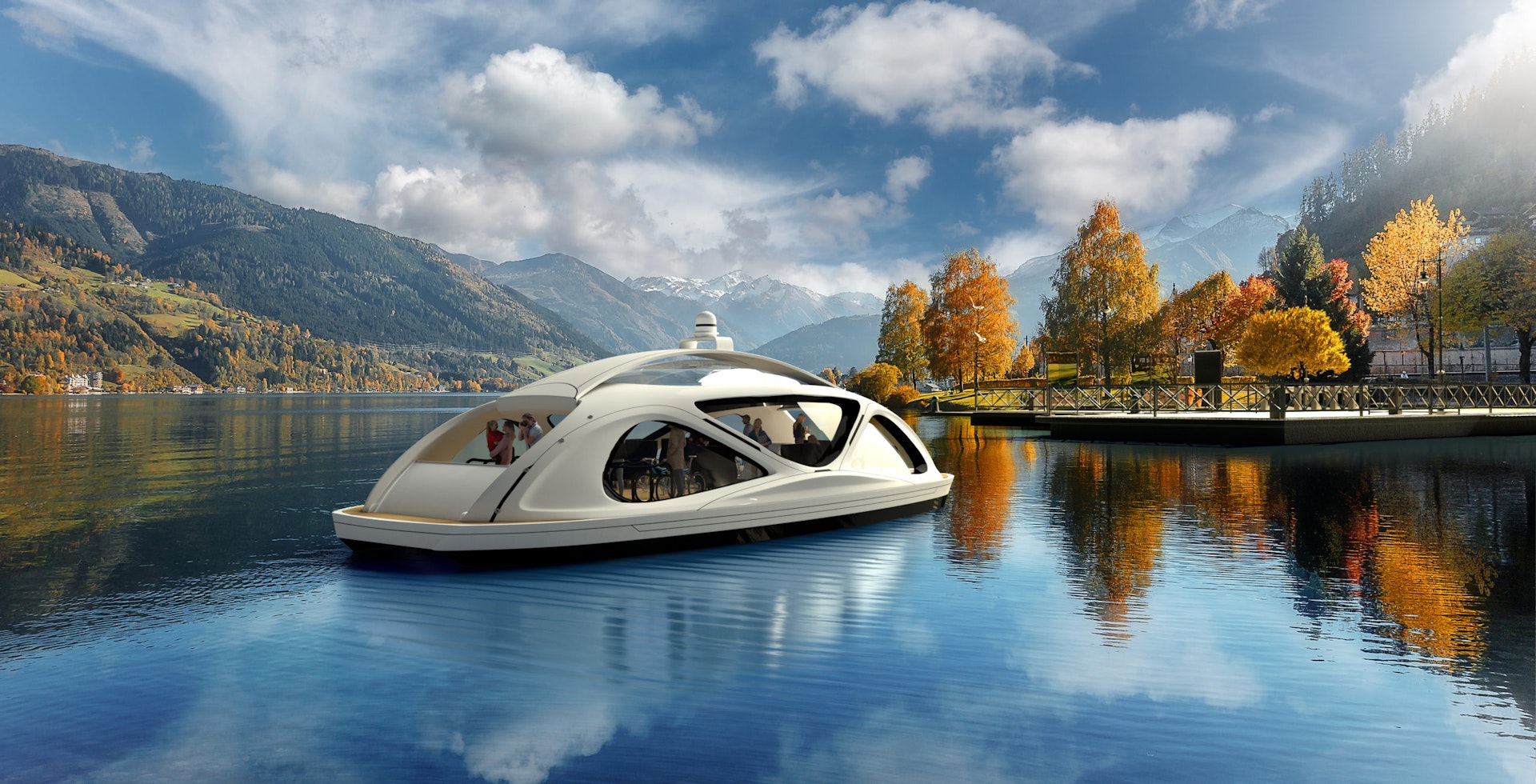 Rendering of water taxi in nature