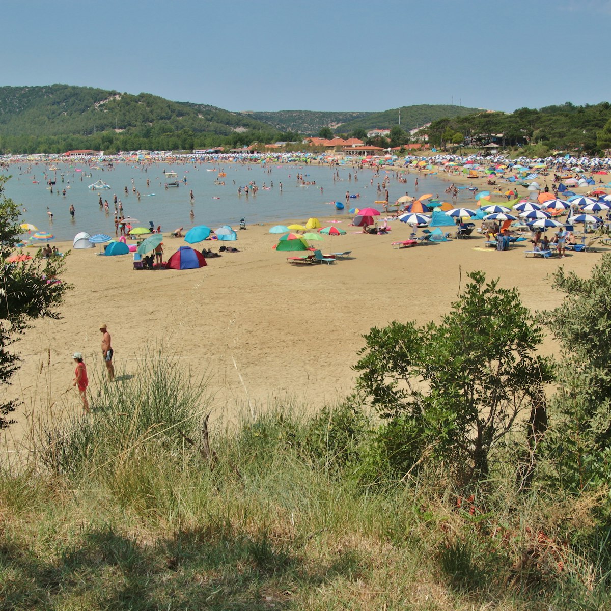 Rab island, Croatia - July 19, 2018: The Paradise beach in Lopar, Croatia. South-east Europe.