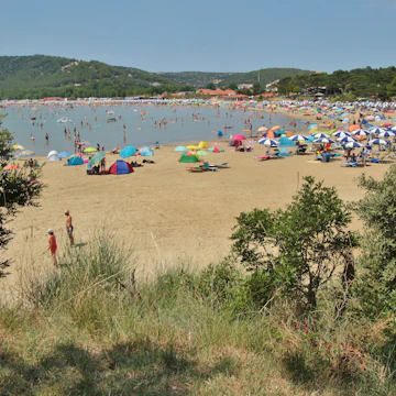 Rab island, Croatia - July 19, 2018: The Paradise beach in Lopar, Croatia. South-east Europe.