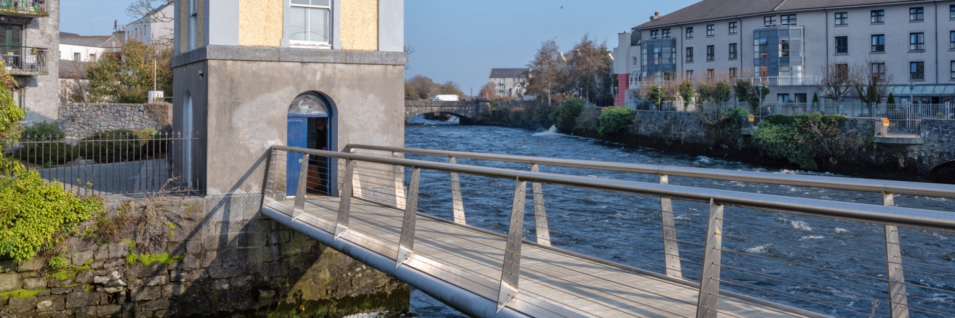 The Fisheries Watchtower on the River Corrib, Galway City, Ireland.