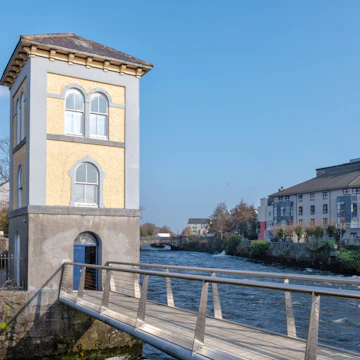 The Fisheries Watchtower on the River Corrib, Galway City, Ireland.