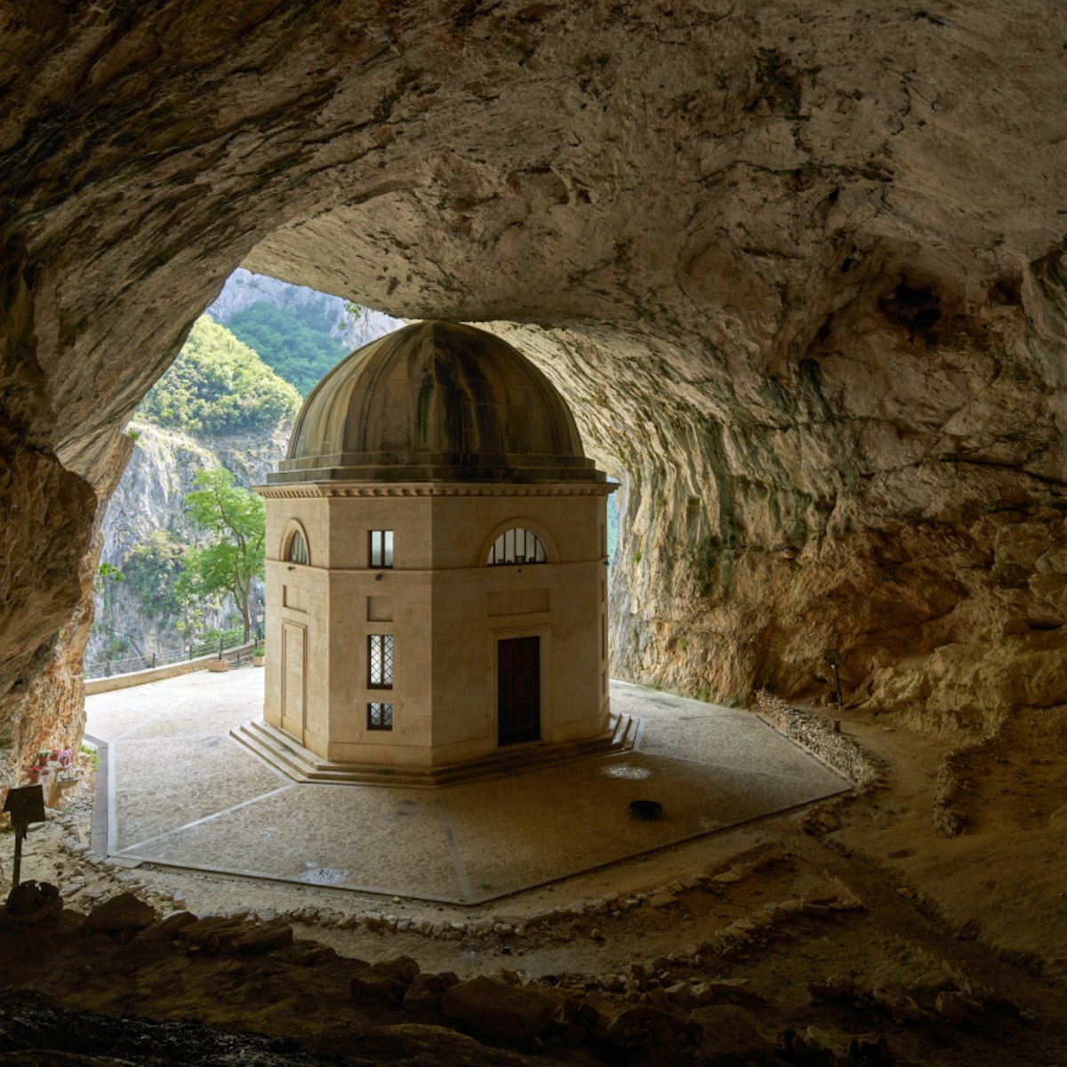 Tempio di Valadier built in 1828 inside a cave near caves of Frasassi.