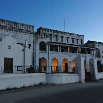The Sultan's Palace (Palace Museum) is one of the main historical buildings of Stone Town, Zanzibar as seen at sunset.