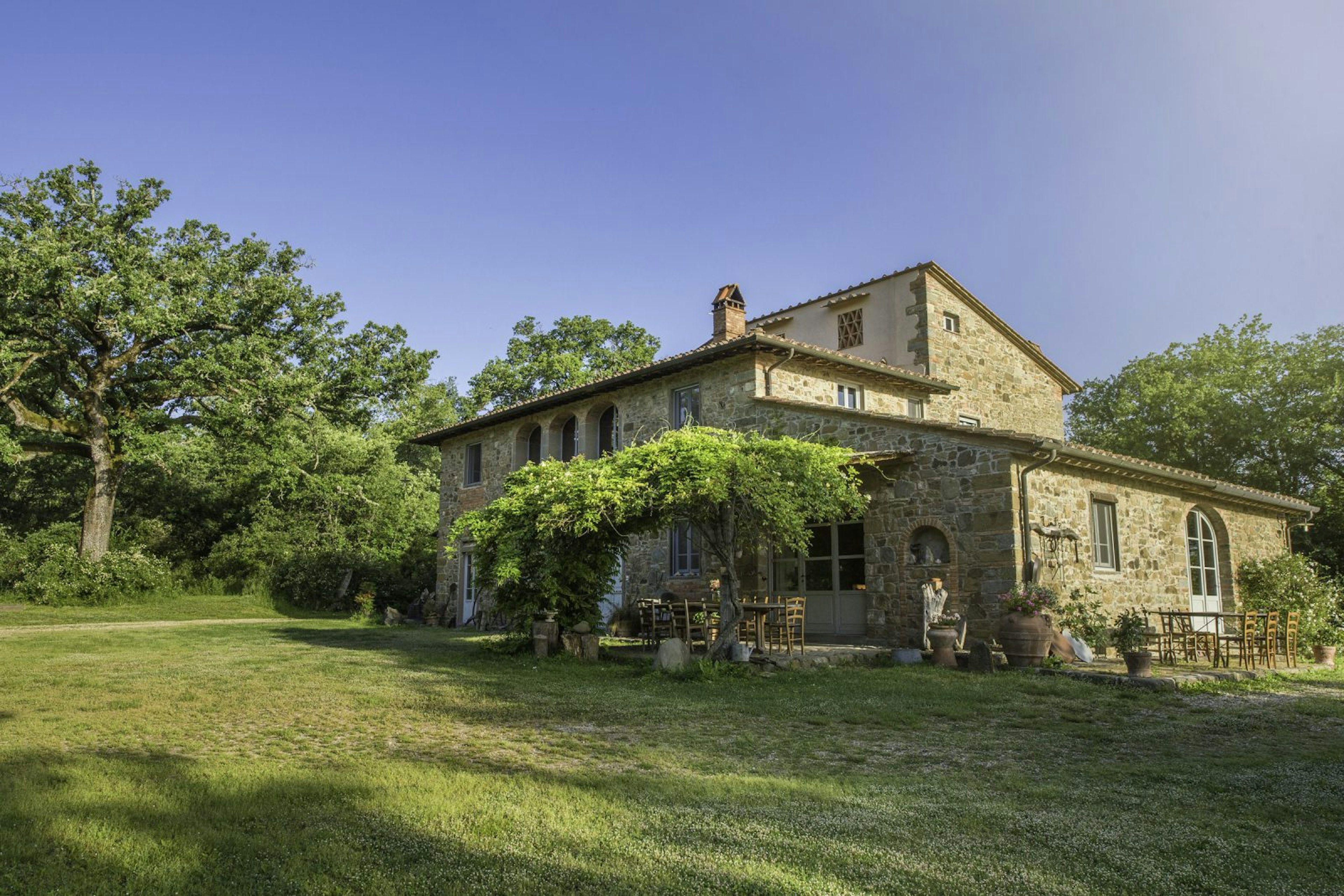 A shot of the outside of the villa