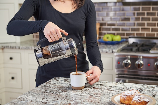 A lifestyle shot of the Espro P5 french press