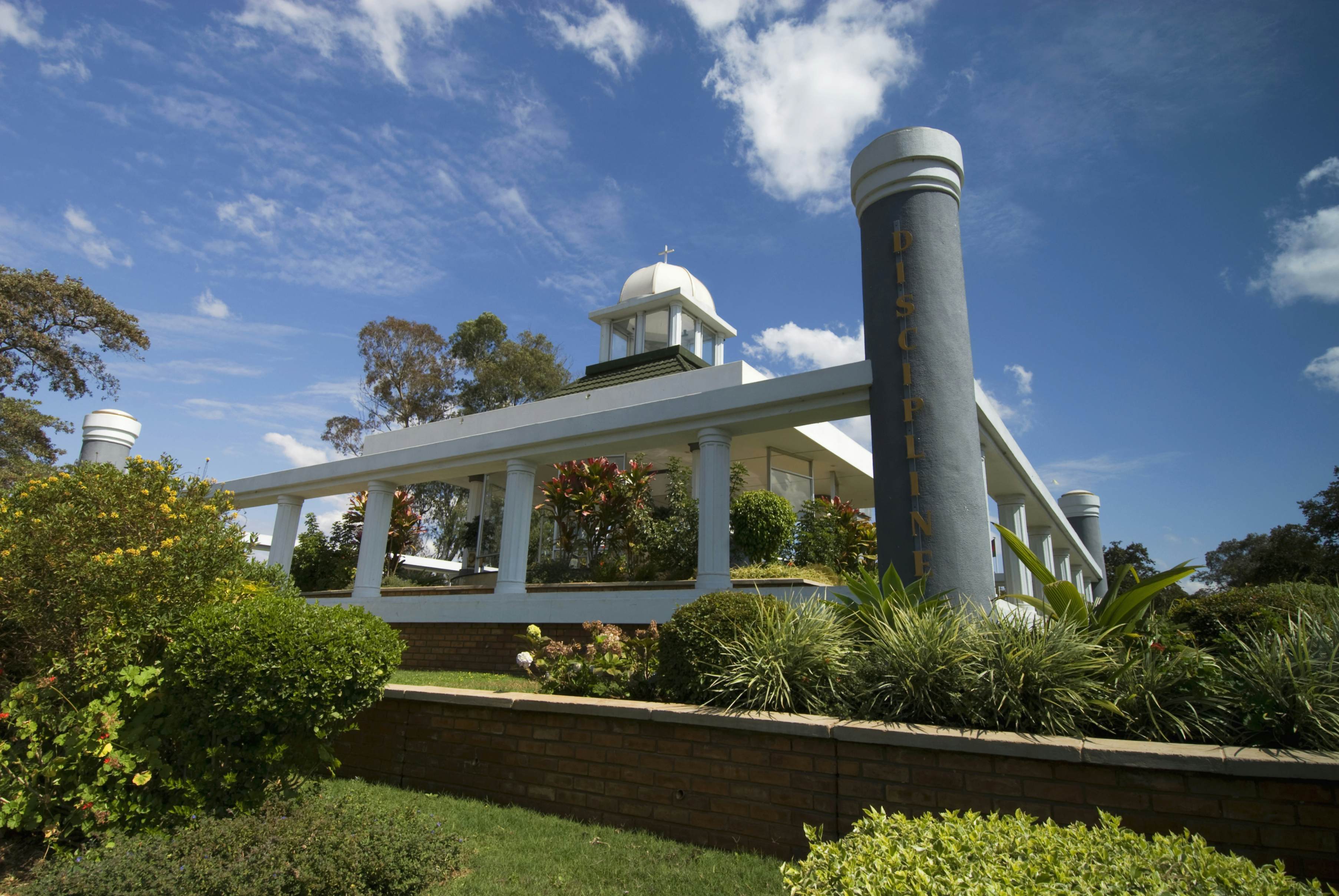 The Mausoleum to Dr Hastings Kamazu Banda, first post-colonial leader of Malawi, stands on Presidential way.