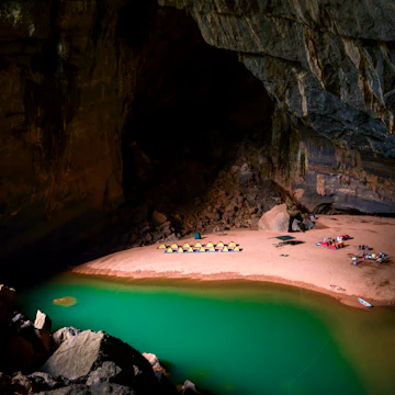 Inside the worlds 3rd largest cave that has its own camping site and beach