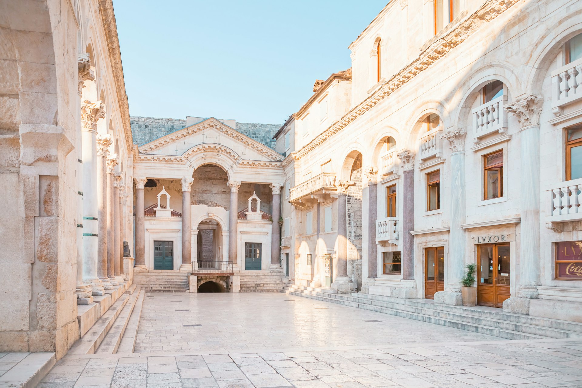 Empty courtyard in Diocletian's Palace in Split, Croatia