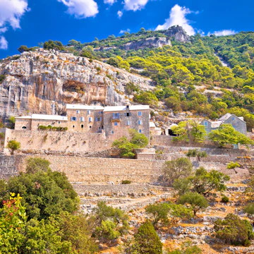 Pustinja Blaca hermitage on the rock.