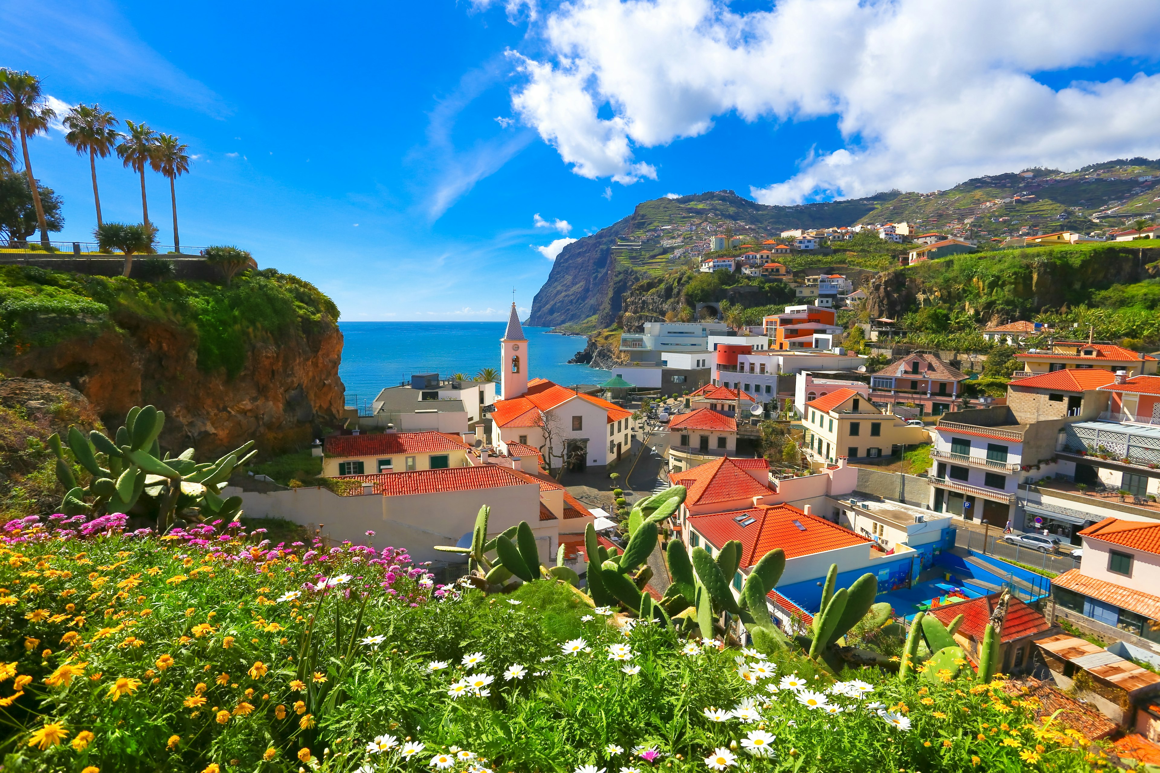 Panorama over the cityscape of Camara de Lobos in Madeira