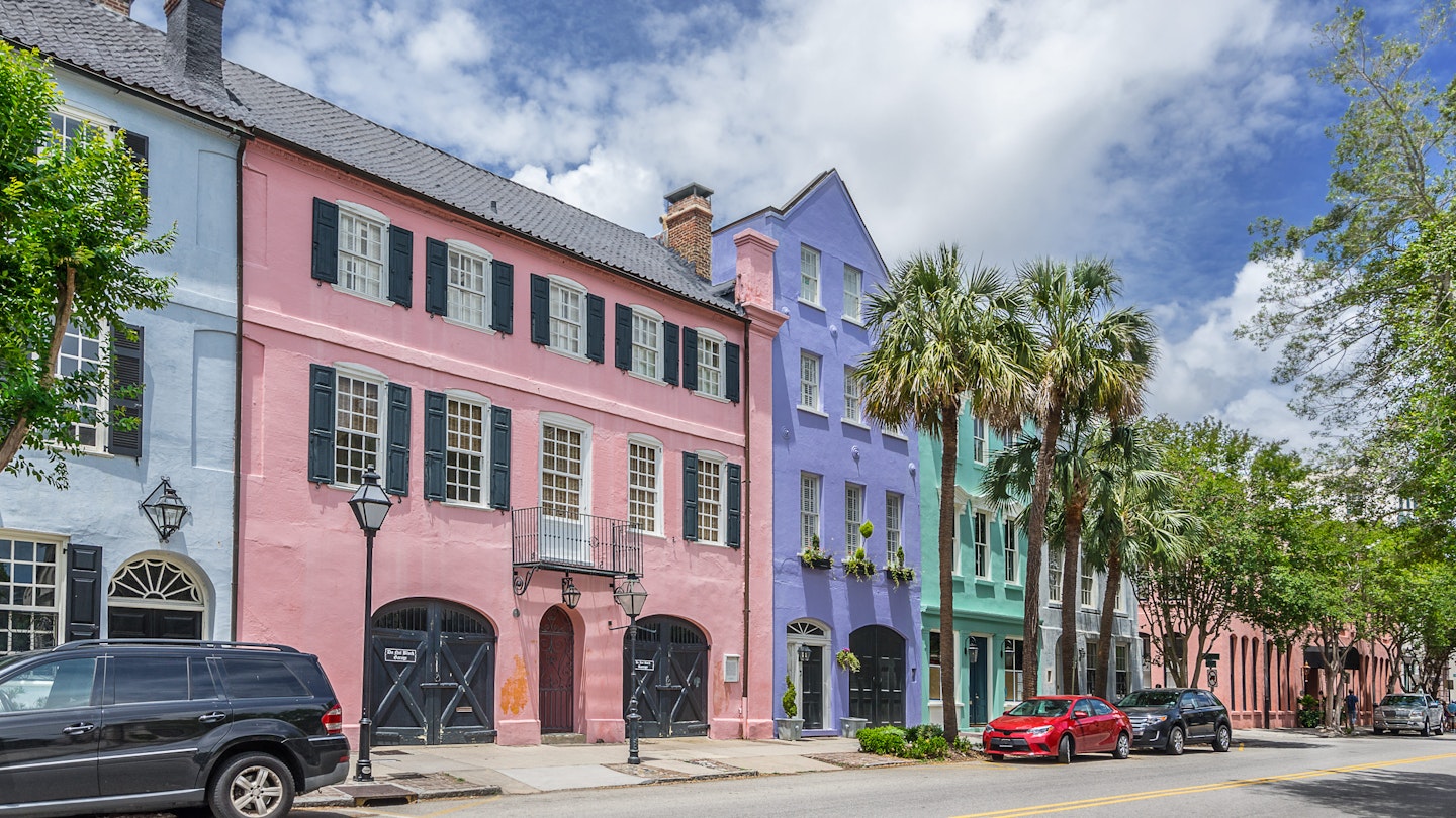 Rainbow Row in Charleston in South Carolina