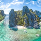 Aerial of karst formations in El Nido.