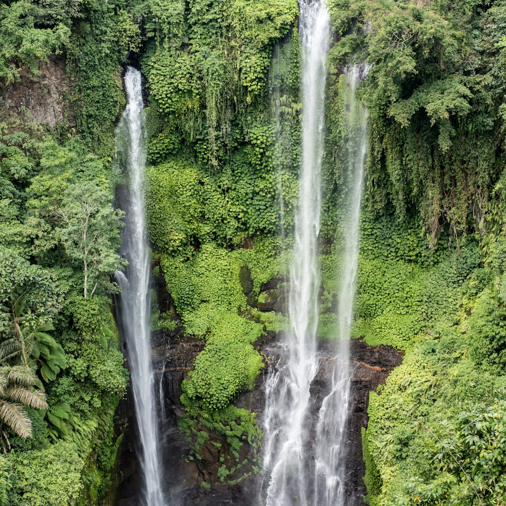 High-angle view of Sekumpul waterfall.