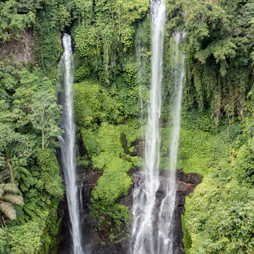 High-angle view of Sekumpul waterfall.