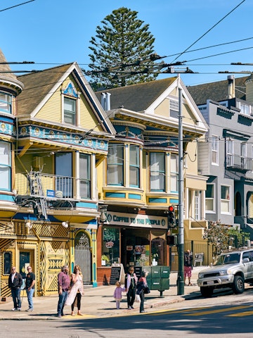 APRIL 24, 2018: Victorian-style homes in the Haight-Ashbury neighborhood of San Francisco.