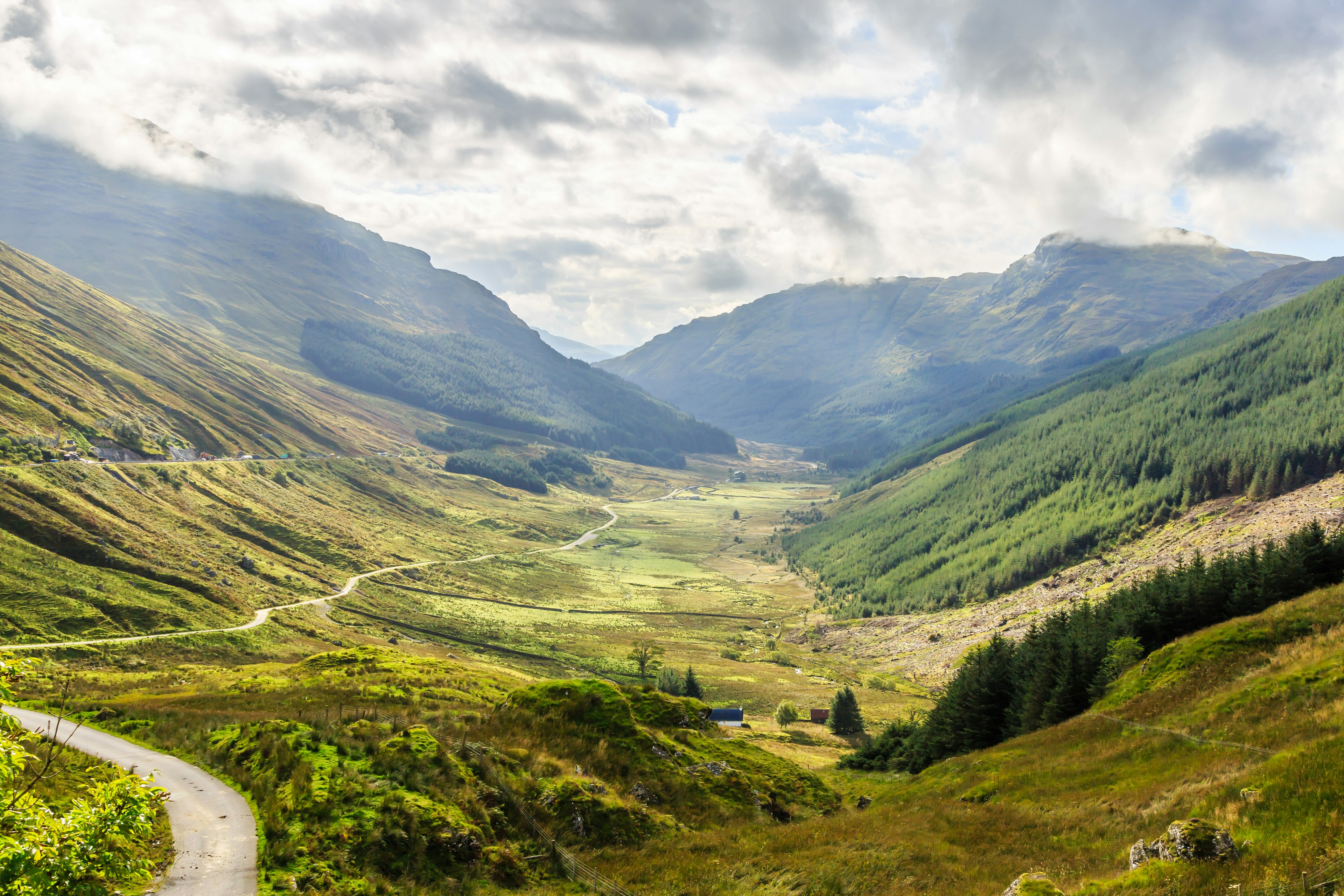 The mountainous region of Glen Croe near Ardgartan.