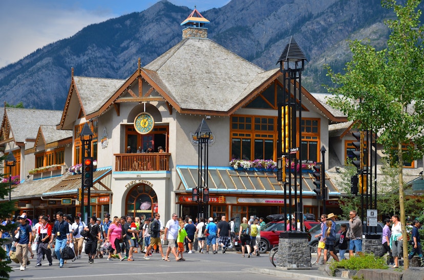 Tourists in Banff town.