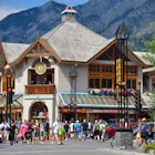 Tourists in Banff town.