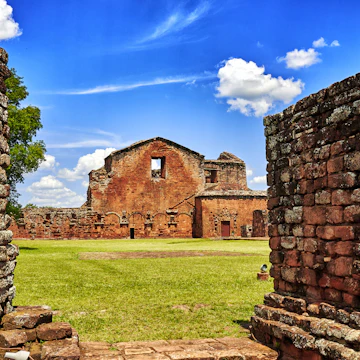 Ruins of the Jesuit Guarani reduction La Santasima Trinidad de Parana and Jesus de Tavaranguei.