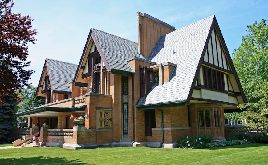 The exterior of Frank Lloyd Wright's home and studio in Oak Park, Chicago