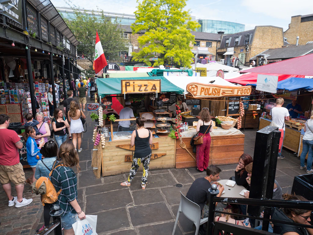 Camden Town street food Food stalls in an open-air market place
