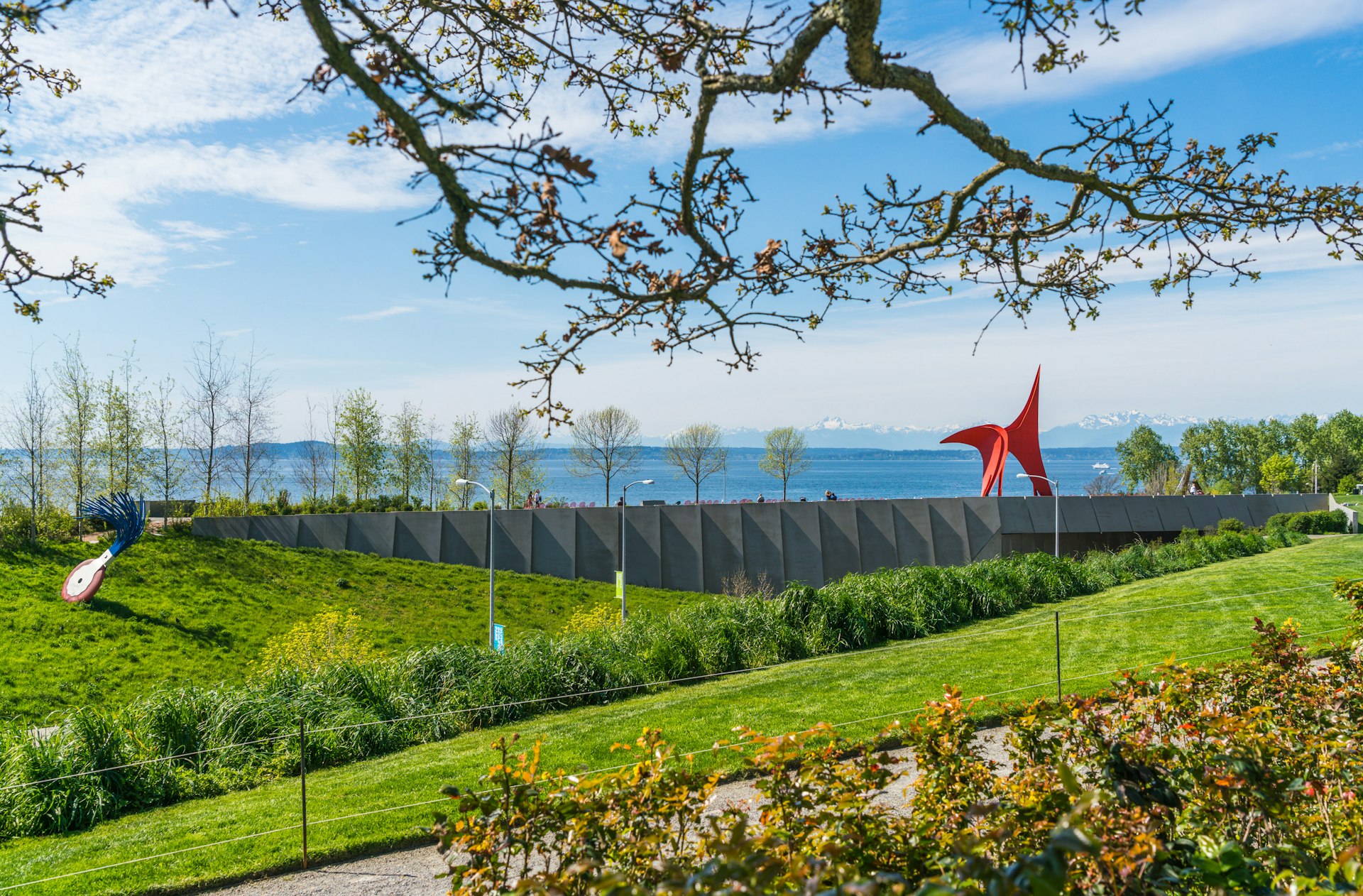 Olympic Sculpture Park on sunny day, Seattle, Washington. 