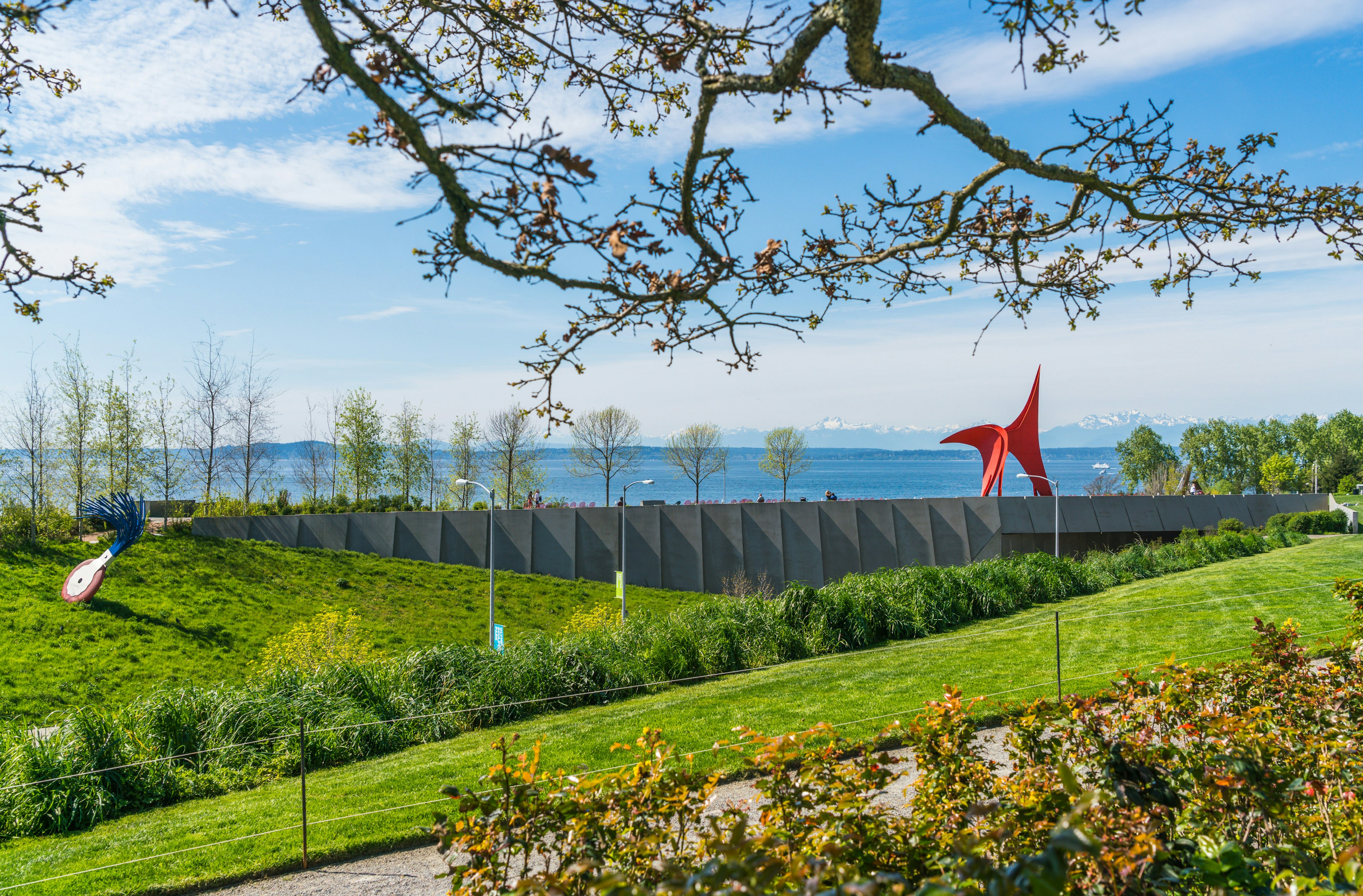 Olympic Sculpture Park on sunny day, Seattle, Washington.