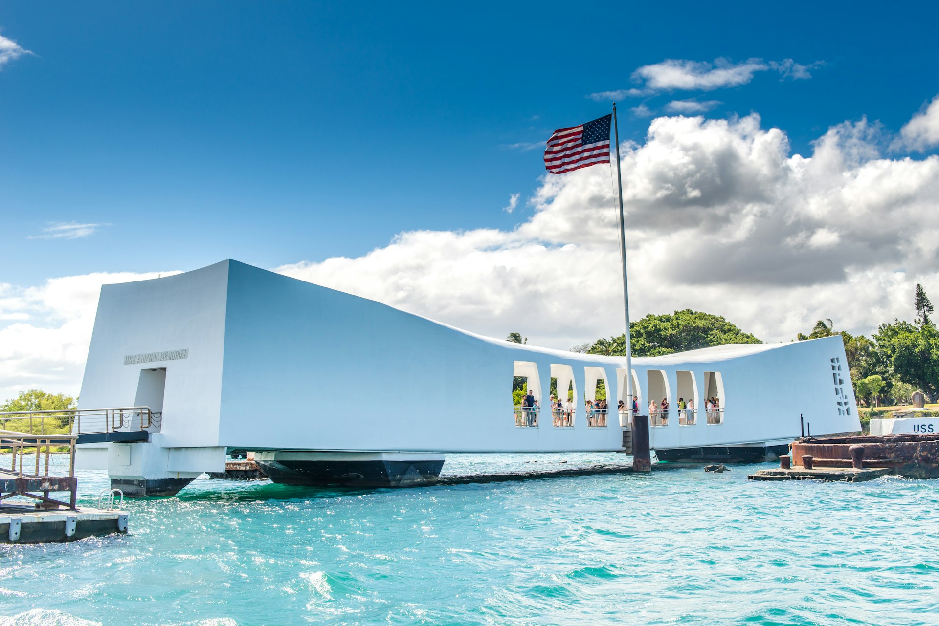 The USS Arizona Memorial in Pearl Harbor