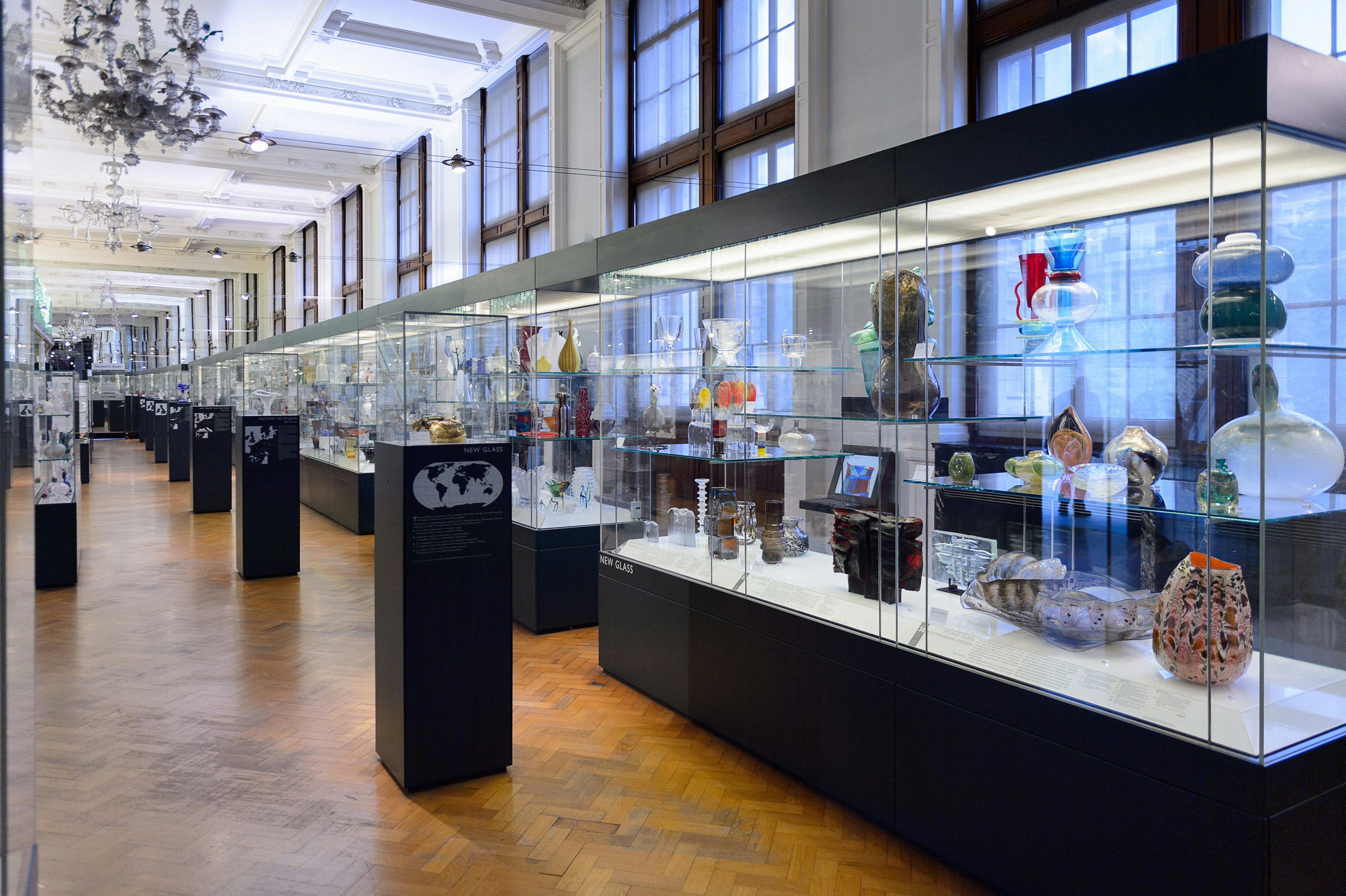 Ceramics and glass gallery at the Victoria and Albert Museum, London.