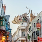 ORLANDO, USA - JANUARY 05, 2017: The Wizarding World of Harry Potter at Universal Studios Orlando. Universal Studios Orlando is a theme park resort in Orlando, Florida.