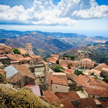 Fragment of Bova superiore, partially abandoned city of Calabria, southern Italy