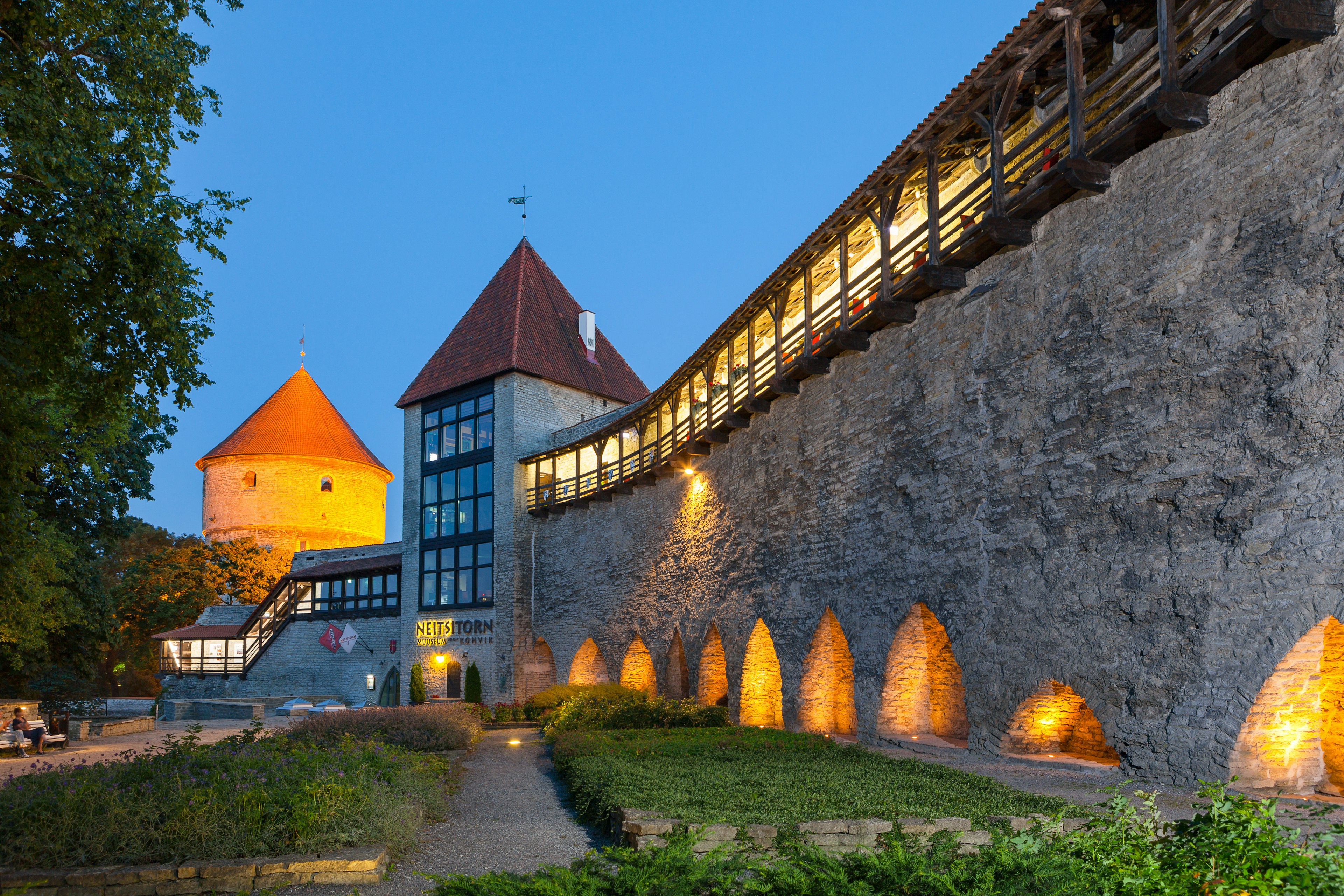 An evening view of the Danish King's Garden with the tower and castle