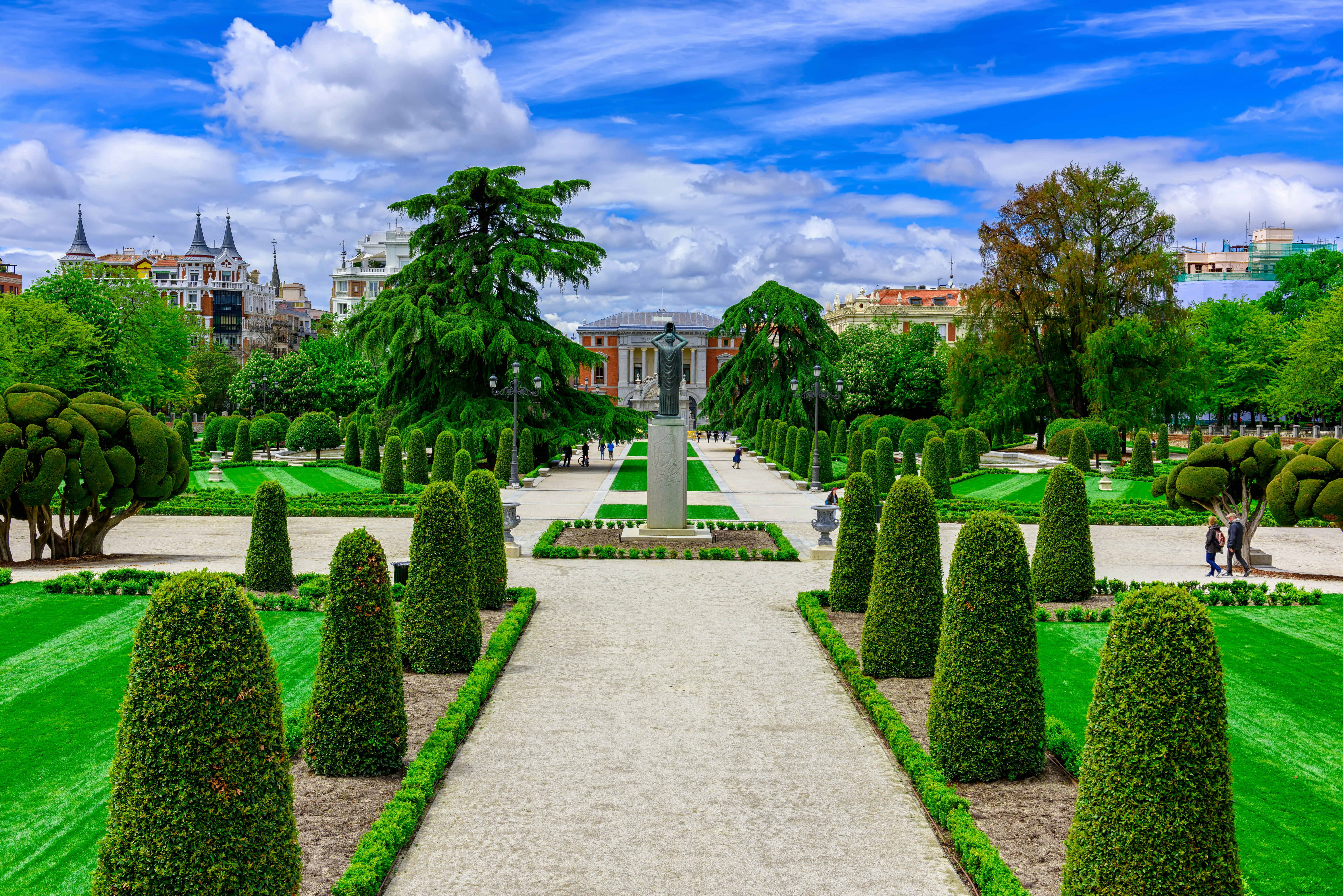 The manicured gardens of Buen Retiro Park in Madrid