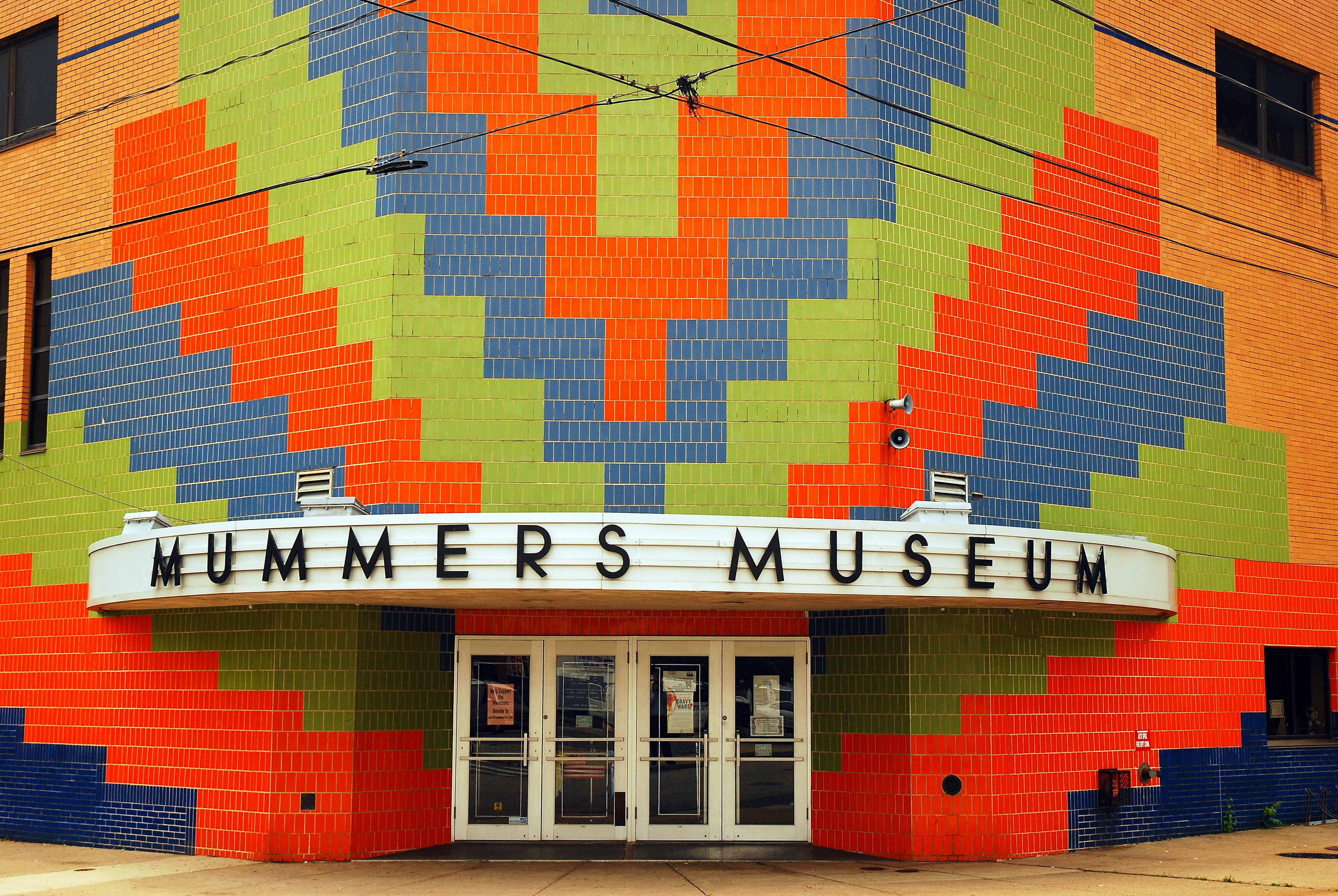 The colorful entrance to the Mummers Museum in Philadelphia.