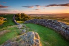 Hadrian's Wall near sunset at Walltown / Hadrian's Wall is a World Heritage Site in the beautiful Northumberland National Park. Popular with walkers along the Hadrian's Wall Path and Pennine Way