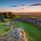Hadrian's Wall near sunset at Walltown / Hadrian's Wall is a World Heritage Site in the beautiful Northumberland National Park. Popular with walkers along the Hadrian's Wall Path and Pennine Way
