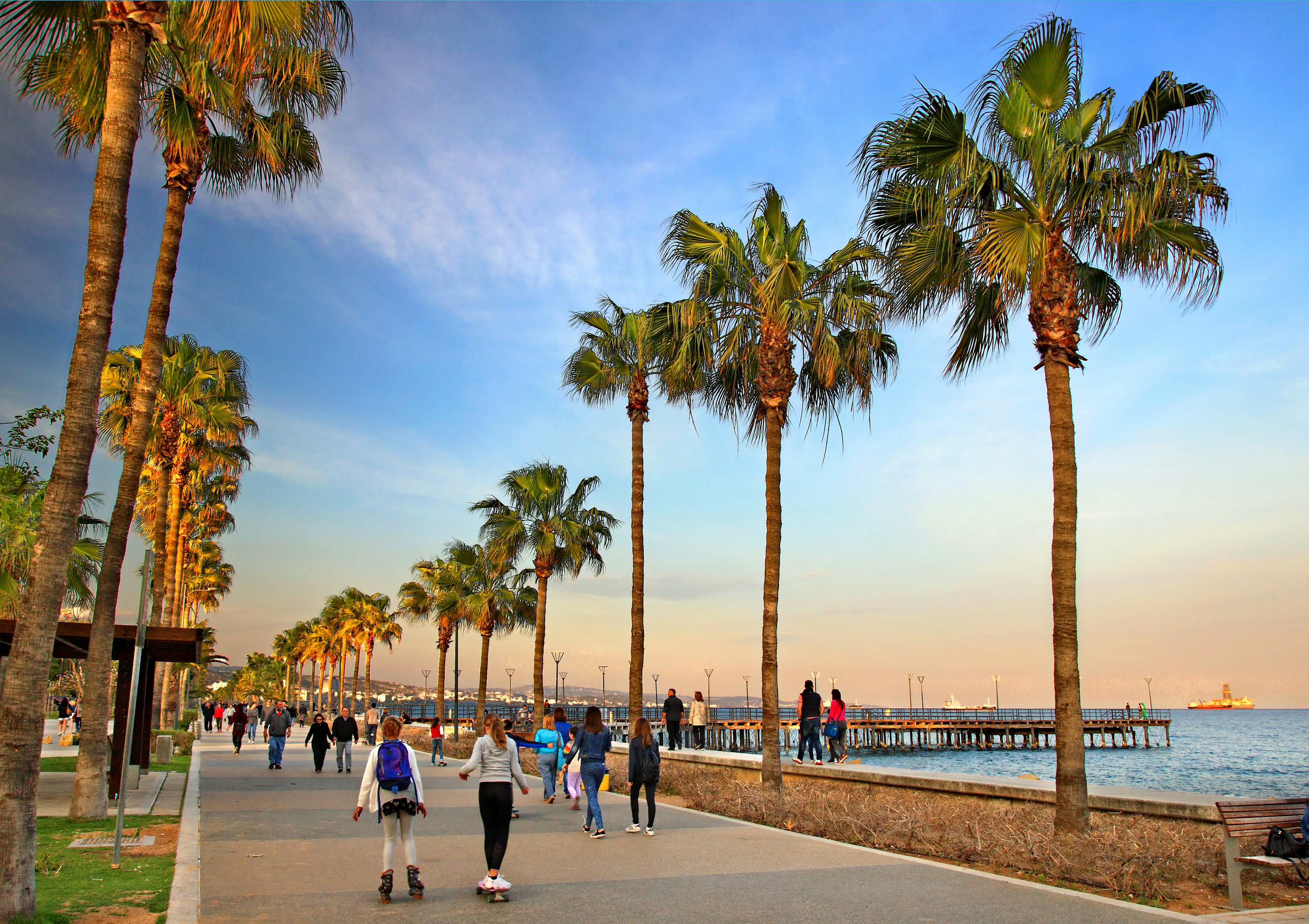 LIMASSEvening walk at the promenade next to the sculpture park, Limassol, Cyprus