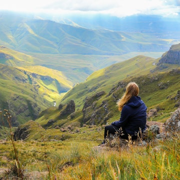 The top of the Sentinel Hike in the Drakensberg Mountains, Royal Natal National Park.
