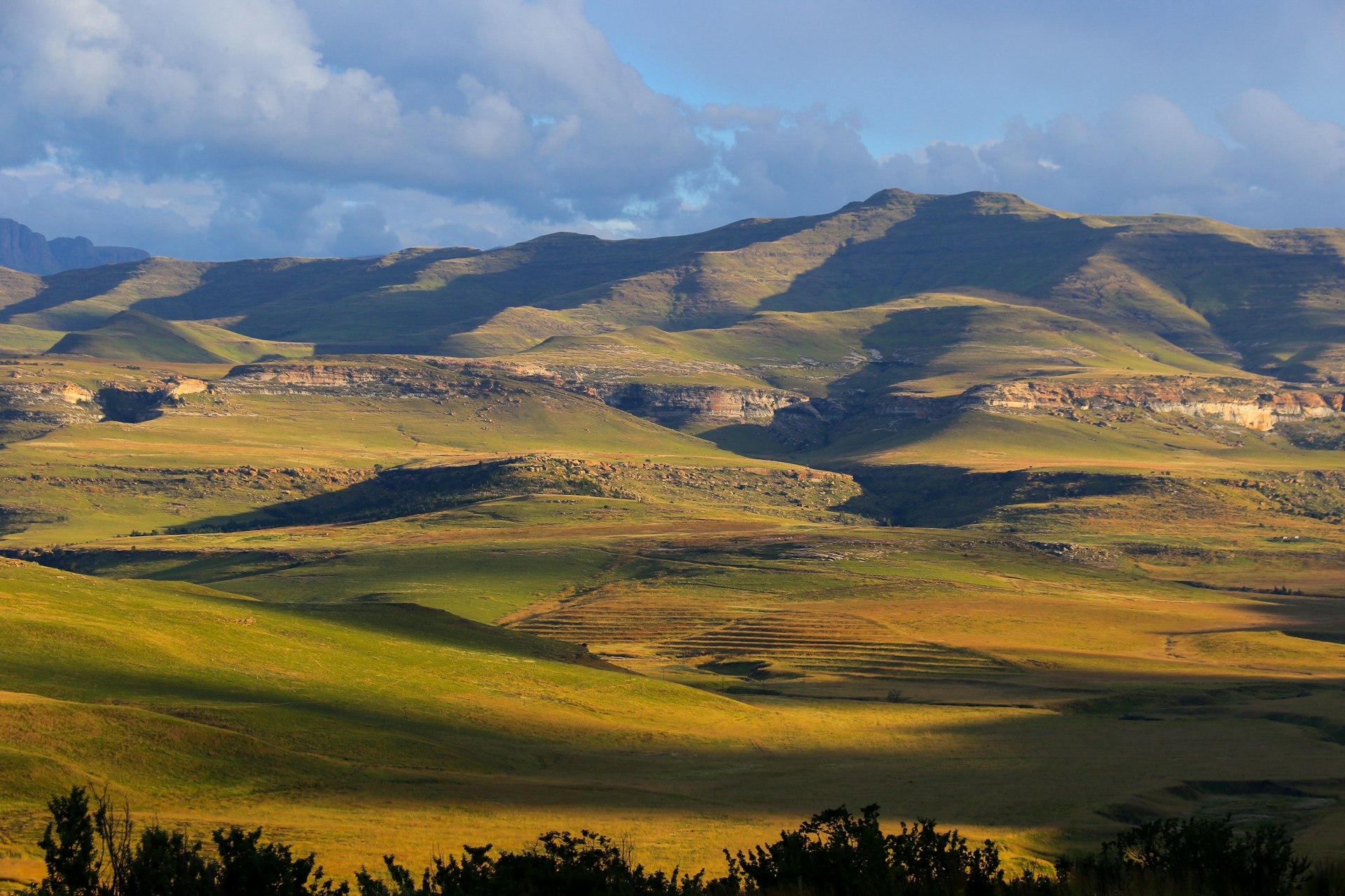 Green hills in Golden Gate Highlands National Park, South Africa 