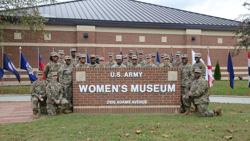 A group of Maryland Army National Guard soldiers attended the reopening of the Army Women?s Museum, Fort Lee, Virginia, Nov. 2, 2018. The museum has approximately 50,000 visitors each year and the reopening ceremony marked one year of renovations that dou