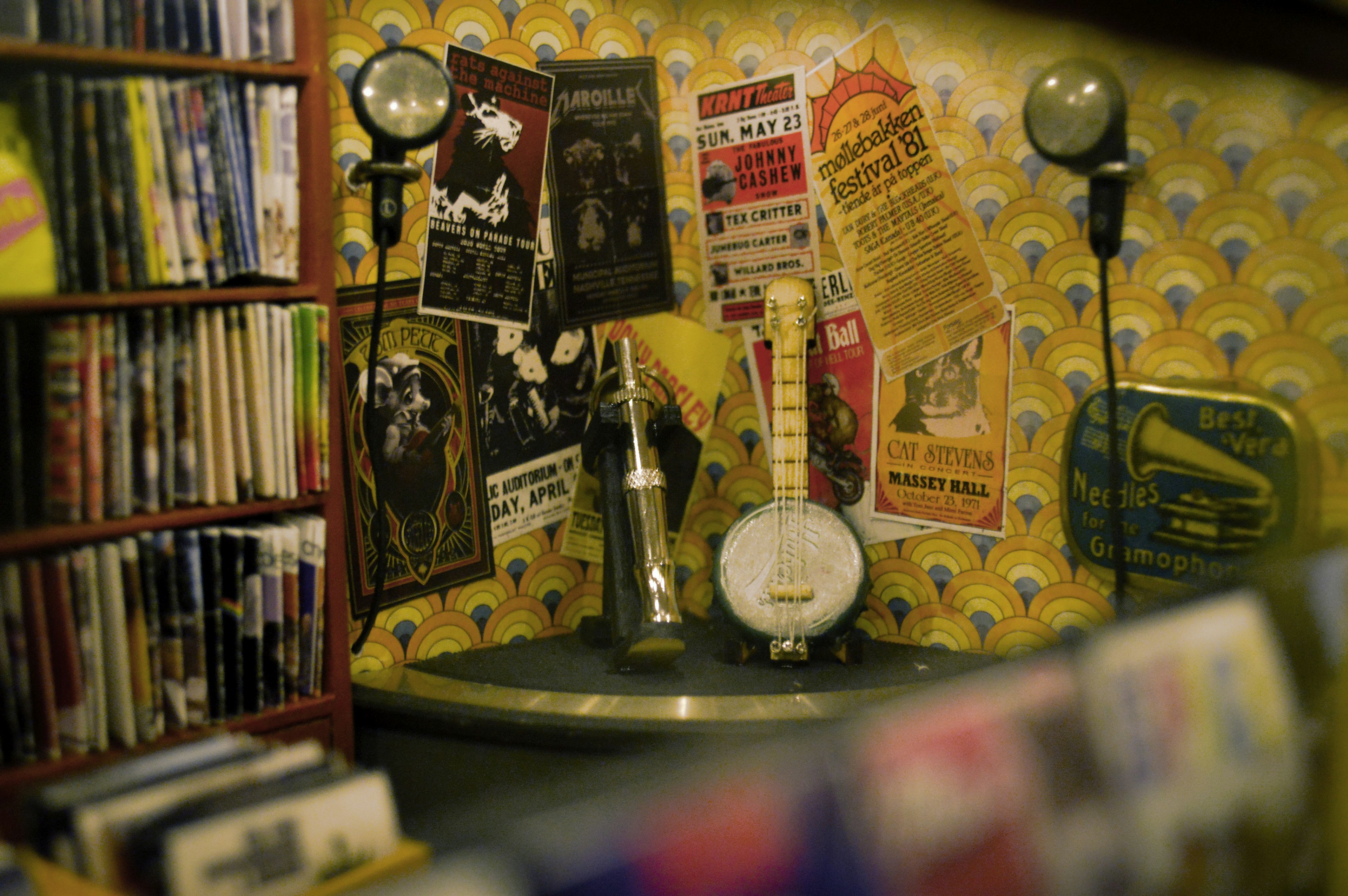 The interior of the mice-themed record shop by AnonyMouse in Sweden